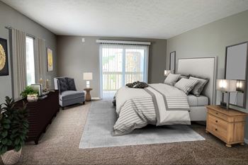 Comfortable Bedroom at Knobs Pointe Apartments, New Albany, IN